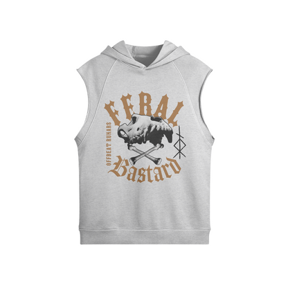 Feral Bastard Unisex Oversized Washed Sleeveless Hoodie