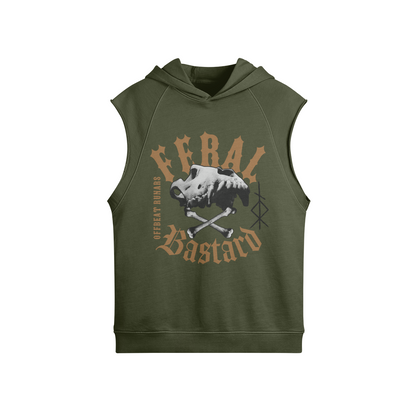 Feral Bastard Unisex Oversized Washed Sleeveless Hoodie