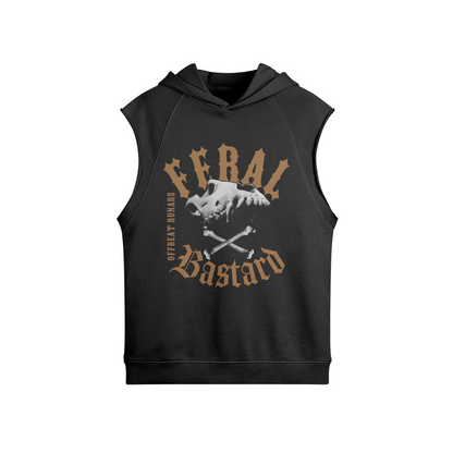 Feral Bastard Unisex Oversized Washed Sleeveless Hoodie