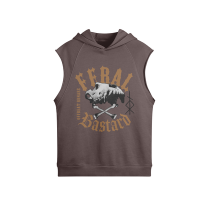 Feral Bastard Unisex Oversized Washed Sleeveless Hoodie