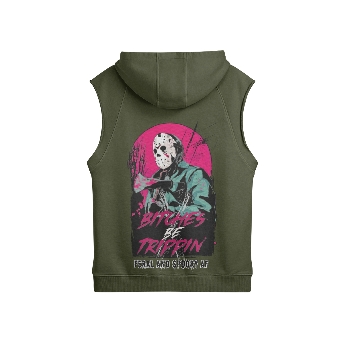 Bitches Be Trippin' Unisex Oversized Washed Sleeveless Hoodie