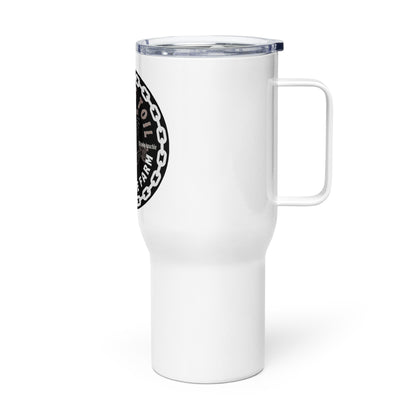 Ruthless Toil before Cube Farms Travel mug with a handle