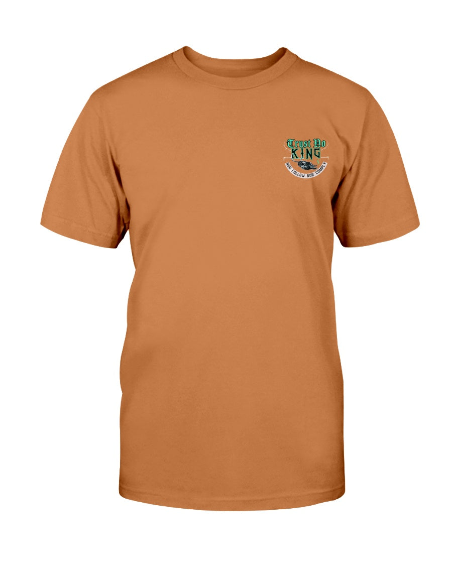 trust no king tee original the offbeat runars texas orange front